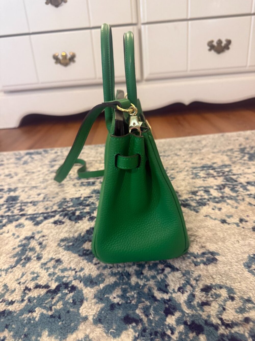 Ainifeel Green Leather Tote Bag - Picture 6 of 10